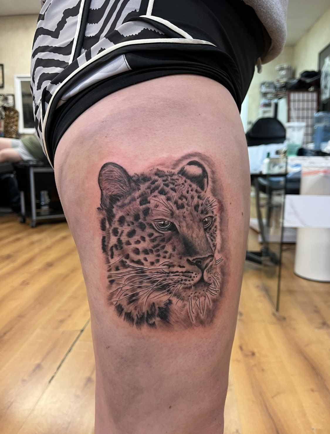 Love leopard for T's first tattoo! Thanks so much for the trust! Made  @badcompanyclub . . . #loveleopard #leopard #leopardtattoo #catt... |  Instagram